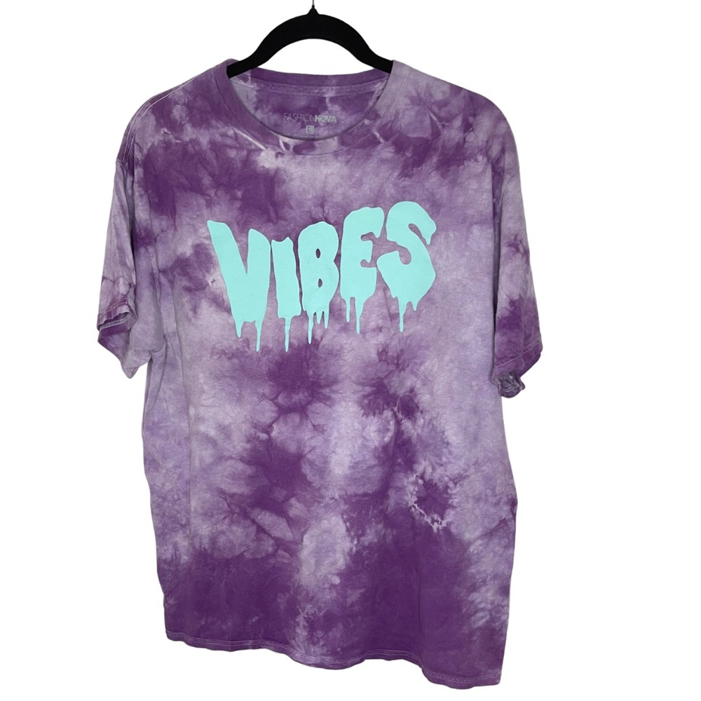 Fashion Nova Purple Tie-Dye "VIBES" Tee